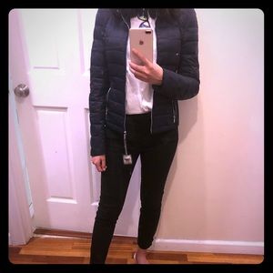 Zara woman down jacket xs navy, brand new